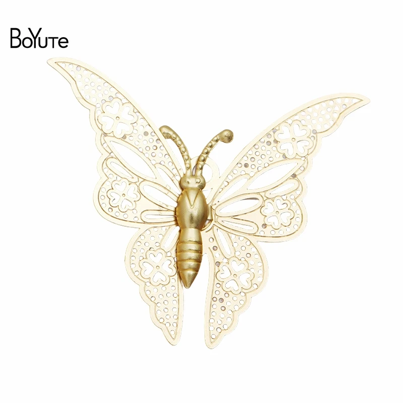 

BoYuTe Jewelry Materials Supplier (20 Pieces/Lot) 35*32MM Metal Brass Filigree Butterfly Pendant Diy Accessories