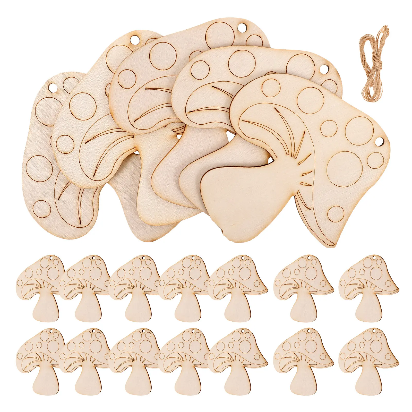 

30 шт. деревянных заготовок в форме грибов для росписи, неокрашенные деревянные диски для поделок, 3.14x3.03x0.12 дюйма, для DIY проектов