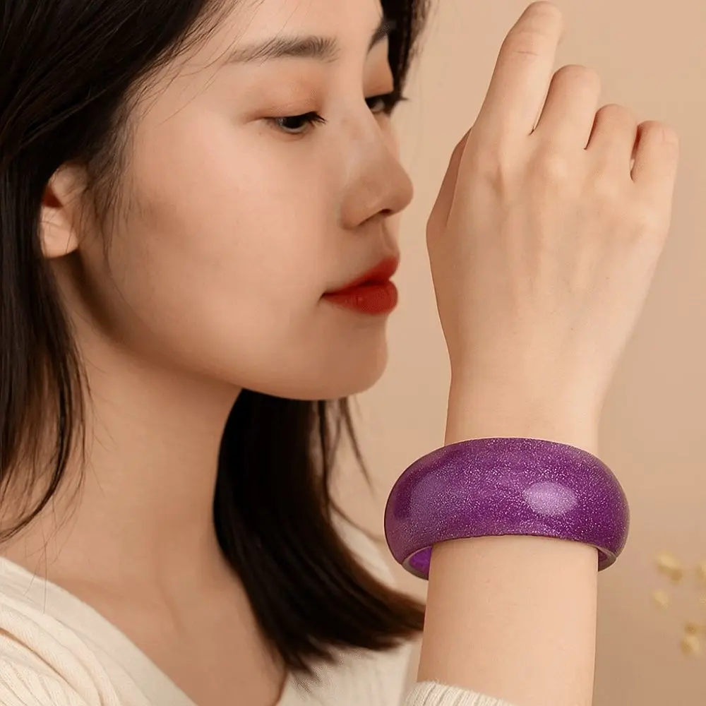 تصميم الأقلية بريق الاكريليك الإسورة الرجعية خمر هلام اللون واسعة سوار مبالغ فيه مفتوحة هندسية غير النظامية الإسورة يوميا #3