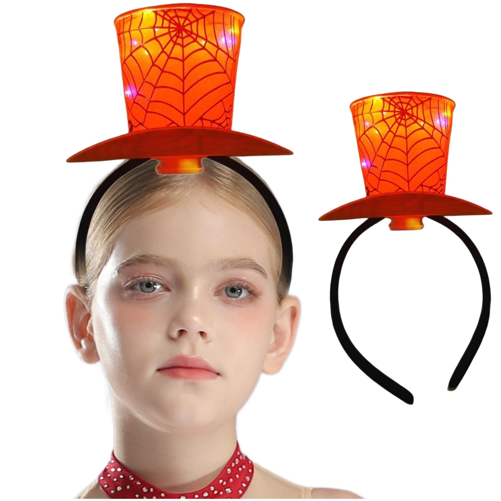 유니섹스 미니 탑 모자 머리띠 어린이를위한 라이트 업 헤드 피스 파티 이벤트 할로윈 크리스마스 모자 액세서리 소품