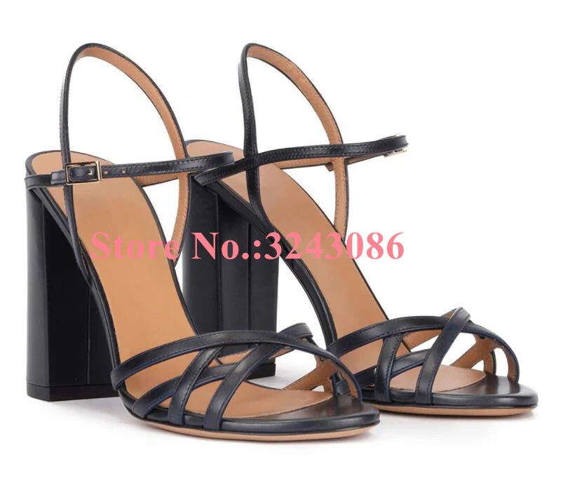 New Gold Color Chunky Heel Woman Sandals Fashion Design Strappy Peep Toe Dress Sandals Sexy Female Large Size Banquet Shoes