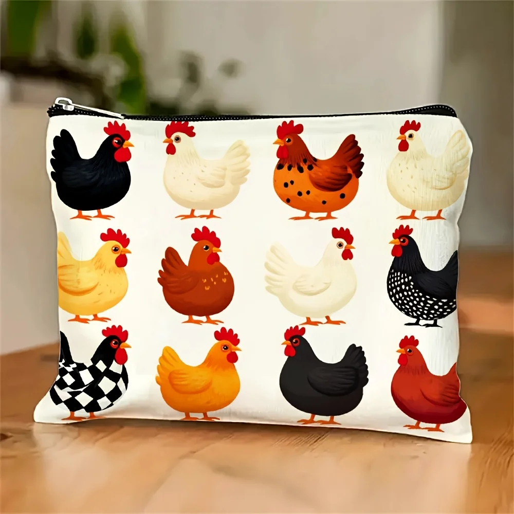 

A Cute Chick Print Makeup Bag- Multifunctional Zipper Pouch, Jewelry Storage Bag, Perfect Travel Zipper Small Storage Bag.
