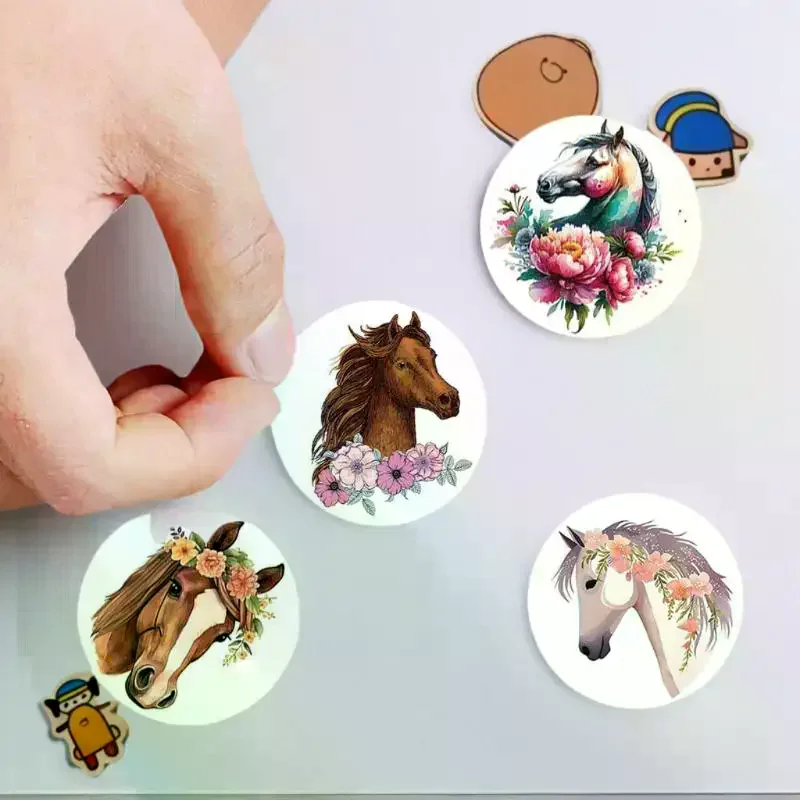 500pcs/Roll Animal Horse Flower Cartoon Sealing Sticker DIY PVC Laptop Decals Decoration Stiker Reward Gift Kawai