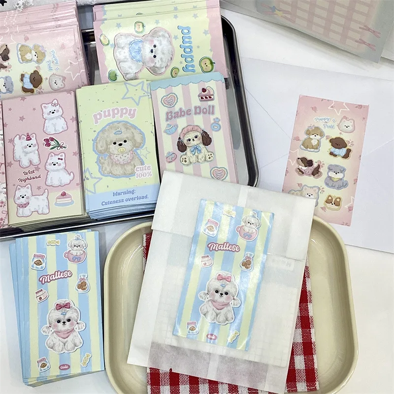 100pcs Hand-painted Ins Cat and Dog Sealing Sticker Cute Cream Sealing Sticker Packing Out Card Hand Account Special Sticker