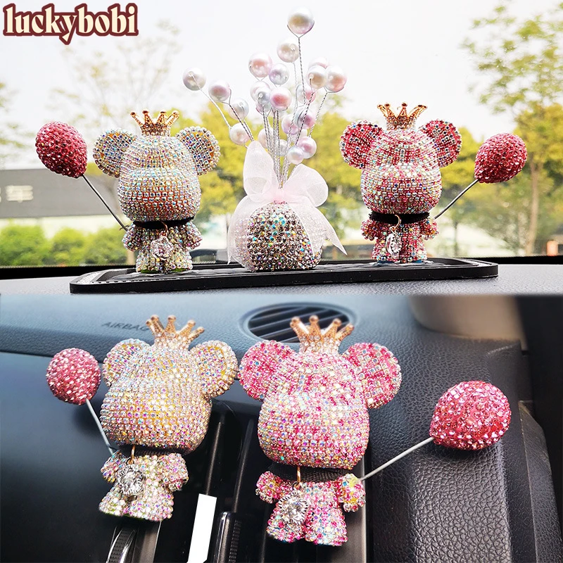 

Cute Bear Air Freshener Ornaments Creative Crystal Diamond Decoration Air Outlet Car Aromatherapy Auto Accessories Gift