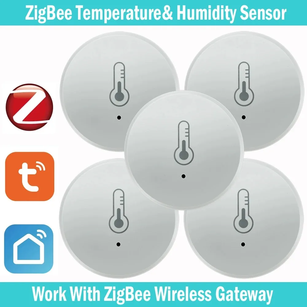 Tuya Zigbee Temperature And Humidity Sensor Voice Control Intelligent Home Hygrometer Real-time Monitoring Voice without battery