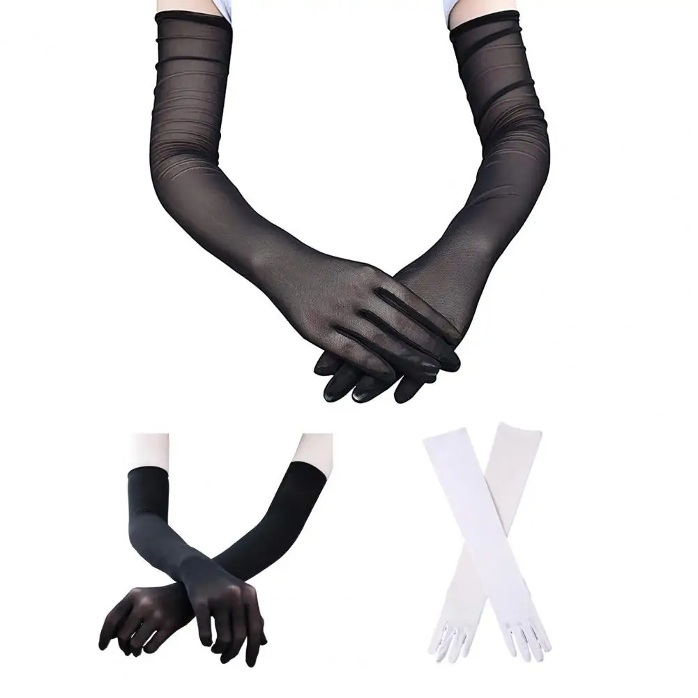 Мягкие эластичные перчатки, дышащие сетчатые перчатки для танцев на шесте для сценических выступлений, свадьбы, противоскользящие перчатки с длинными пальцами для невест