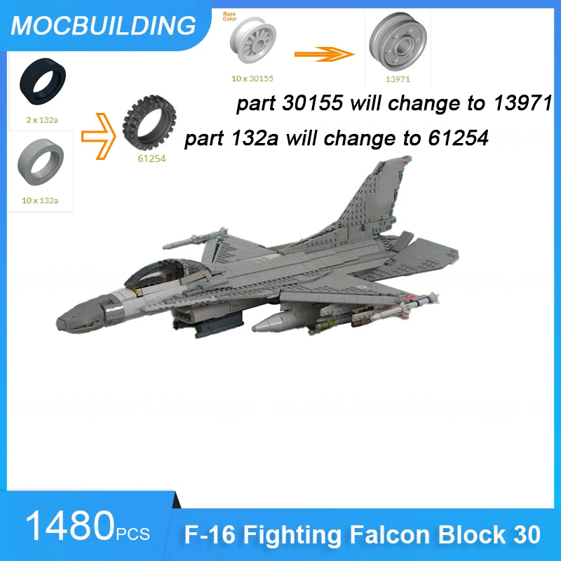 MOC Building F-16 Fighting Falcon Block 30 Version Model DIY Assemble Bricks Transportation Educational Xmas Toys Gifts 1480PCS