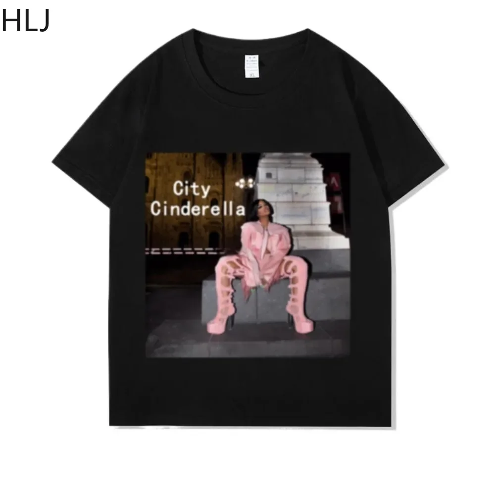 HLJ&GG Y2K Sweet Graphic Tshirts Two Piece Sets For Women Round Neck Top+Puffy Mini Skirt Outfits Fashion Trend 2pcs Streetwear