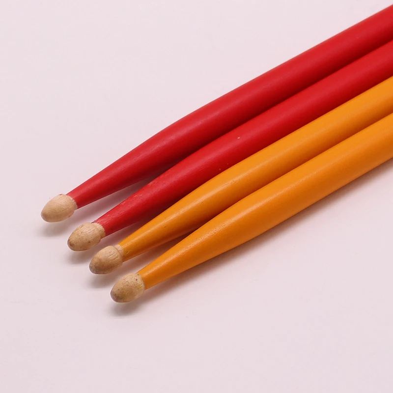 Stock Clearance Colorful Maple 5A Drumsticks Percussion Accessories for Drum Set Beginners Red&Orange Color 1 Pair