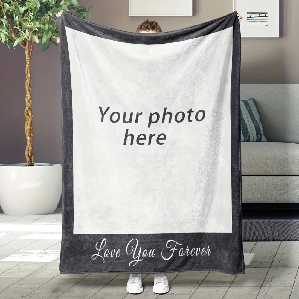 Custom Flannel Blanket With Photo,Multi-Purpose Outdoor Beach Camping Living Room Sofa Pet Blanket Flannel Blanket Cover Blanket