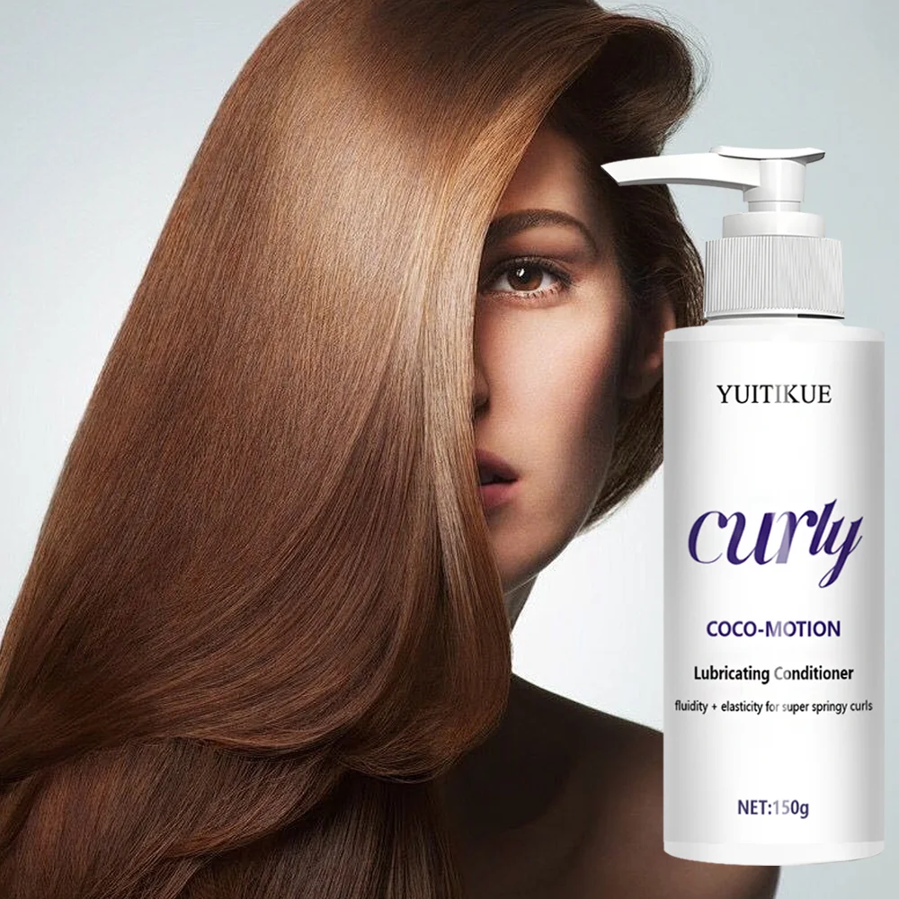 YUTIKUE Acondicionador de aceite de coco, rico en glicerina y ácido hialurónico, suaviza y repara las puntas abiertas, controla el frizz.