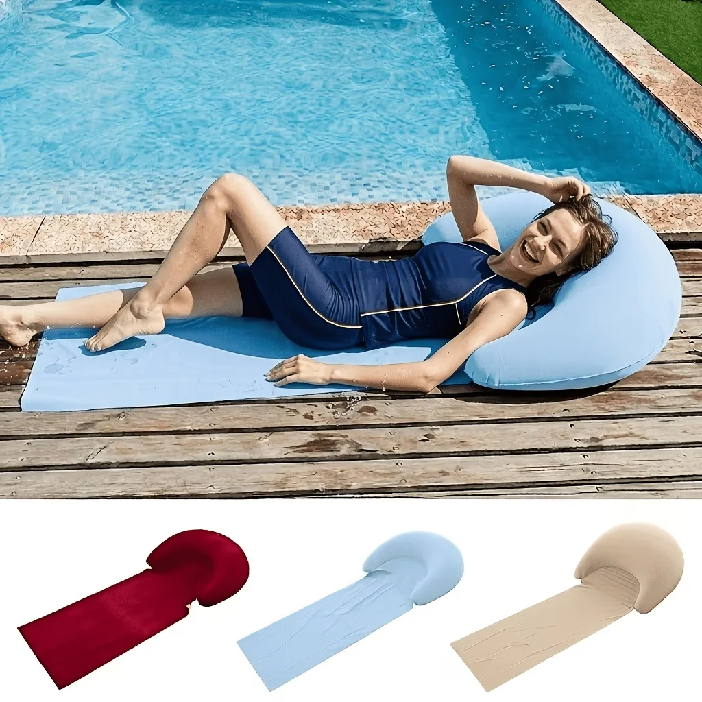Inflatable Beach Mat with Headrest, Sand‑Proof Single Sleeping Pad for Camping Hiking Picnic