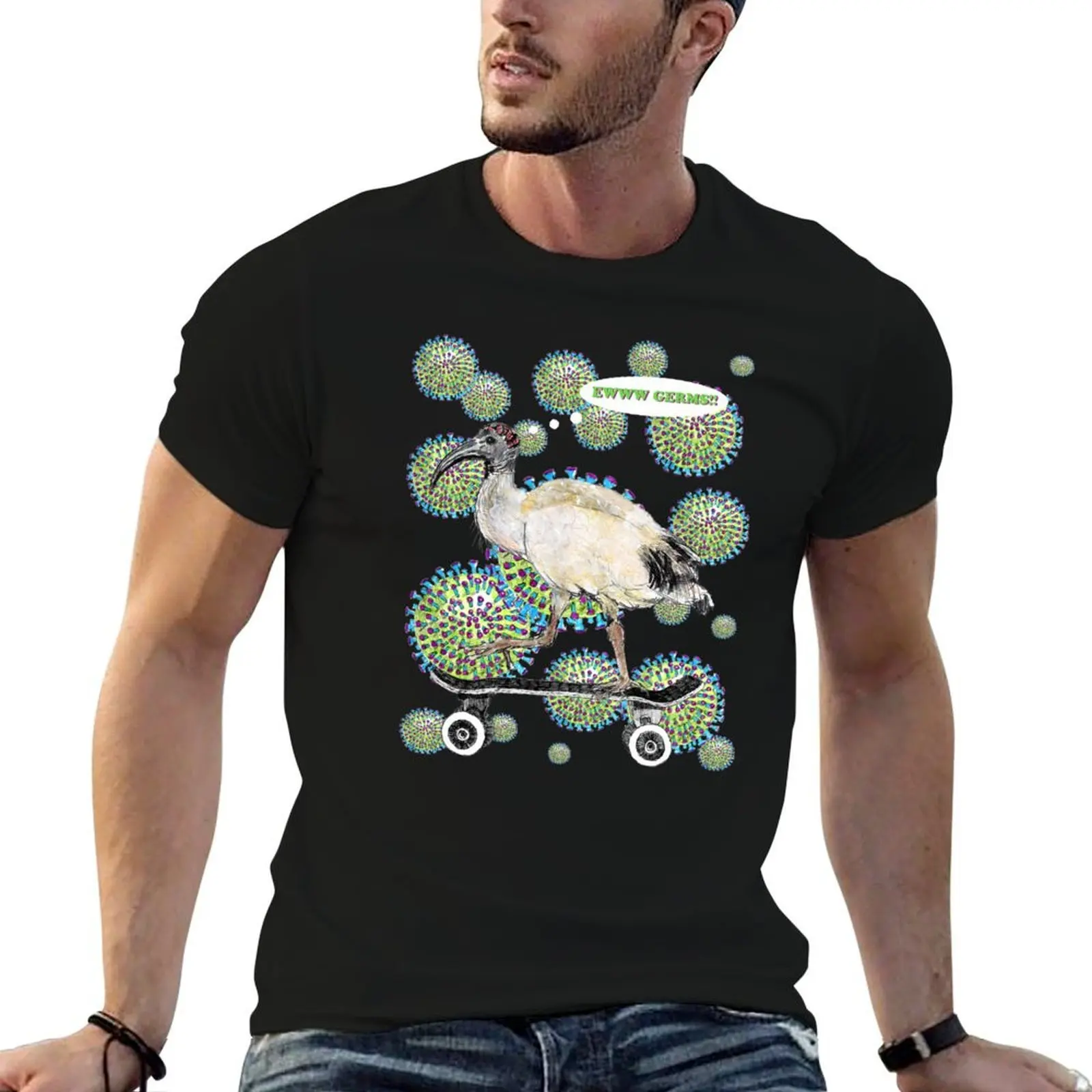 EWWWW GERMS -Skateboarding Ibis - AKA Bin Chicken T-Shirt clothes customs mens t shirts casual stylish