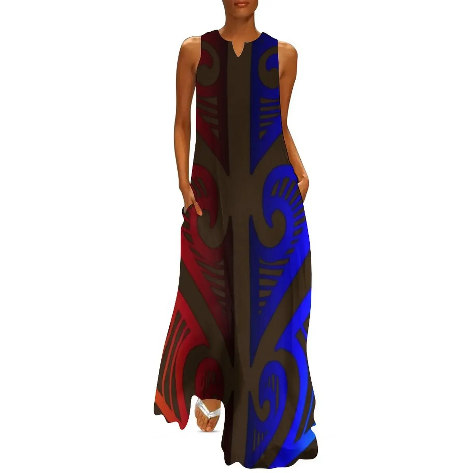 

Colored maori tribal art Long Dress elegant women's dresses for wedding long dress women Women's clothing Dress