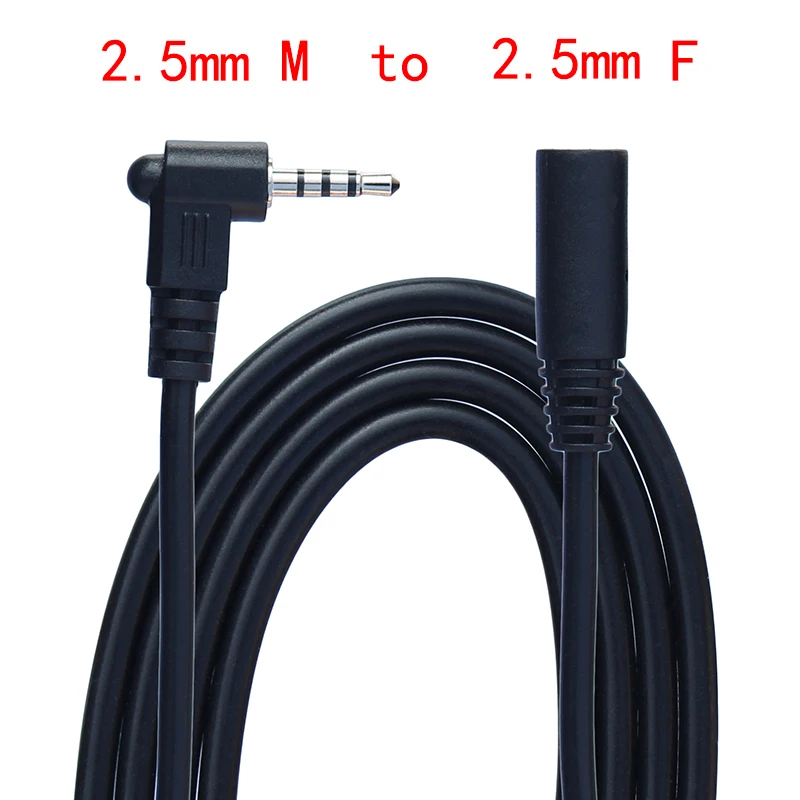 2M 2.5mm Male to Female Angled Extension 4 Pole Stereo Jack Audio Cable