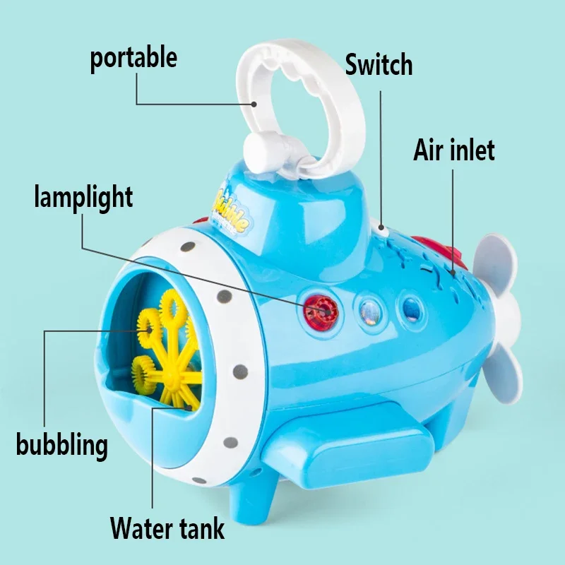 การ์ตูน Bubble Machine ไฟฟ้าอัตโนมัติสบู่ Bubbles ปืนแบบพกพาฤดูร้อนชายหาดกลางแจ้งของเล่นสําหรับเด็กของขวัญเด็ก