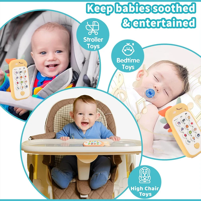 Baby Phone Toy Music Sound Telephone Sleeping Toys With Teether Simulation Phone Kids Infant Early Educational Toy Kids Gifts