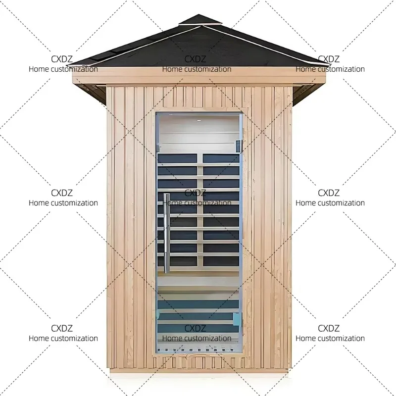 X Outdoor Wooden Sauna With Built-in Control Panel For Garden Backyard - Traditional Steam Sauna Room Person