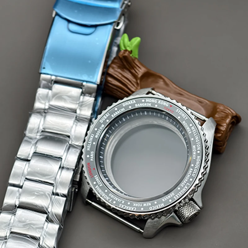 42mm SKX007 Watch Case Transparent Back Cover Fits 4R 6R 7S NH35 NH36 Movement Flat Sapphire Crystal Glass Men Watch Refit Parts