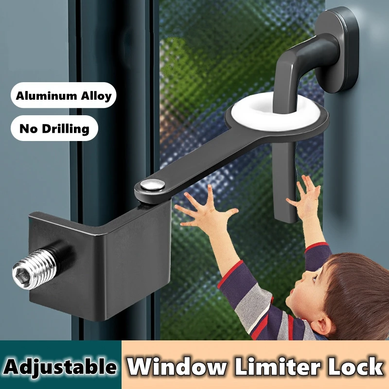 Window Limiter Lock Position Stopper Adjustable Window Guard Home Security Door Window Sash Lock Restrictor Anti Falling Locks