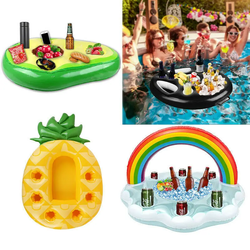 

Summer Party Bucket Rainbow Cloud Cup Holder Inflatable Pool Float Beer Drinking Cooler Table Bar Tray Beach Swimming Ring