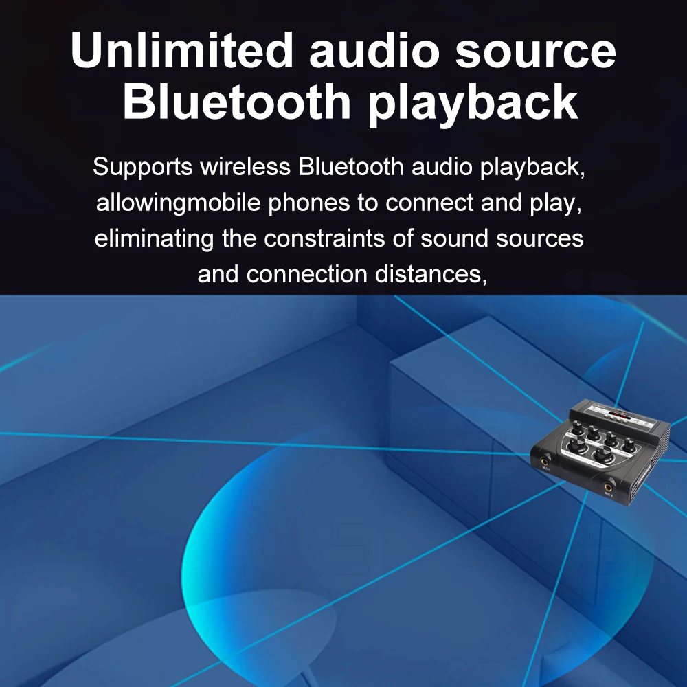 AYINO Multifunction Audio portable Mixer Console Dual microphone with Bluetooth5.0  U disk PC-USB AV audio video input output