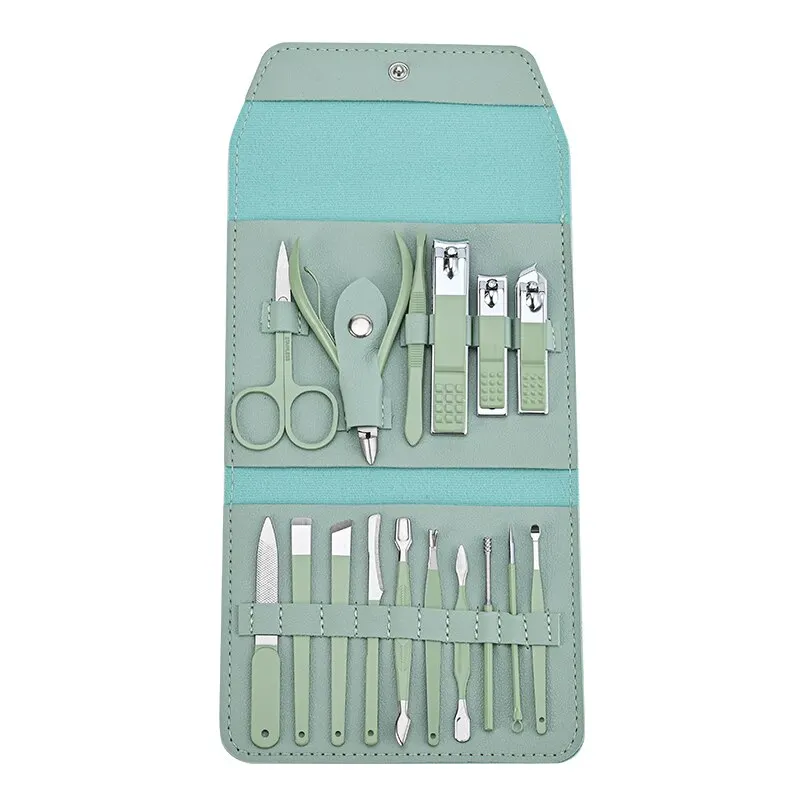 16 stuks Nagelsnijder Set Roestvrij Staal Nagelknipper Set Met Vouwtas Manicure Cutter Kits Schaar Schoonheid Tool