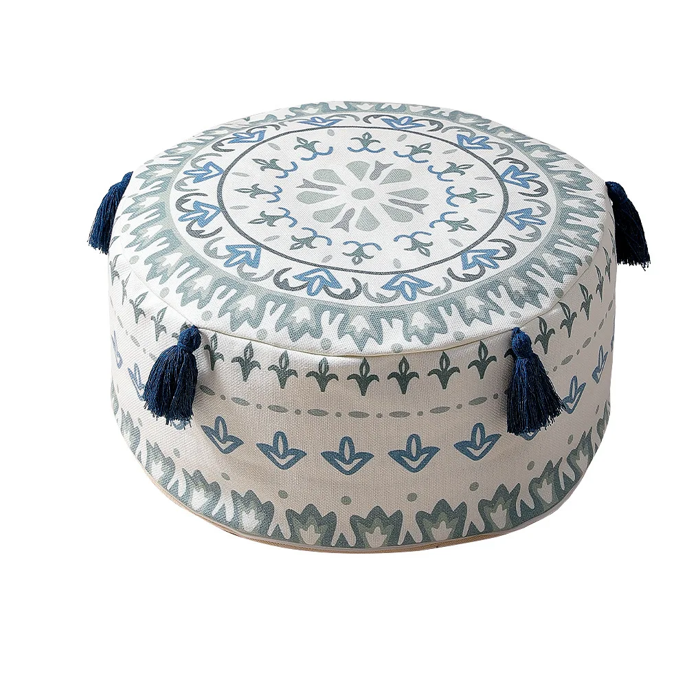 Unstuffed Round Pouf Covers Boho Colorful Geometric Ottoman Pouf Cover,Decoration Footstool for Living Room,Bedroom Patio