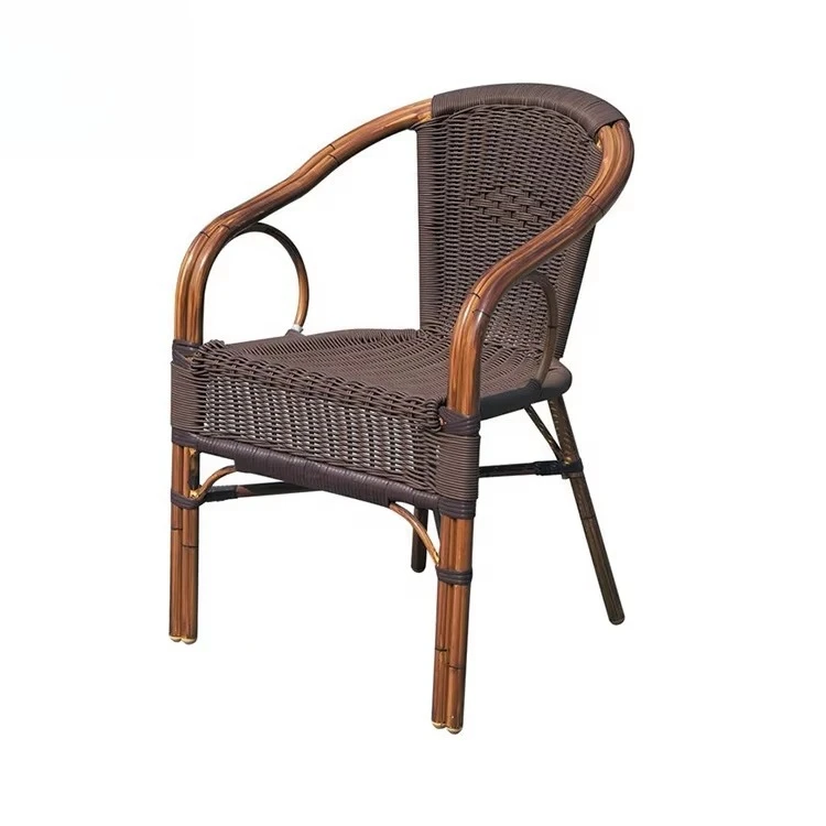 xx-Modern Hotel Bamboo Garden Chairs Aluminum Frame Waterproof Durable Poly Rattan Outdoor Dining Furniture Portable Park Use