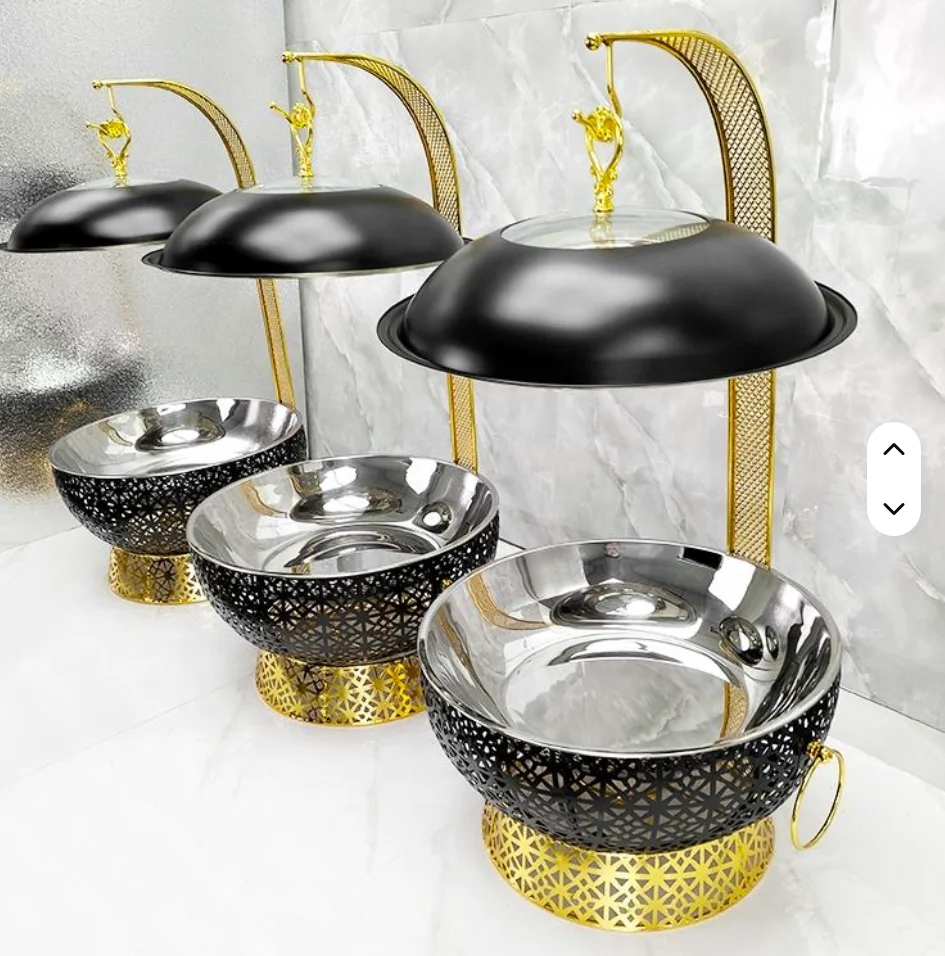 1PCS  Gas Heating Hot Pot for Hotel Buffet Catering Set8L Black Stainless Steel Buffet Stove with Fuel