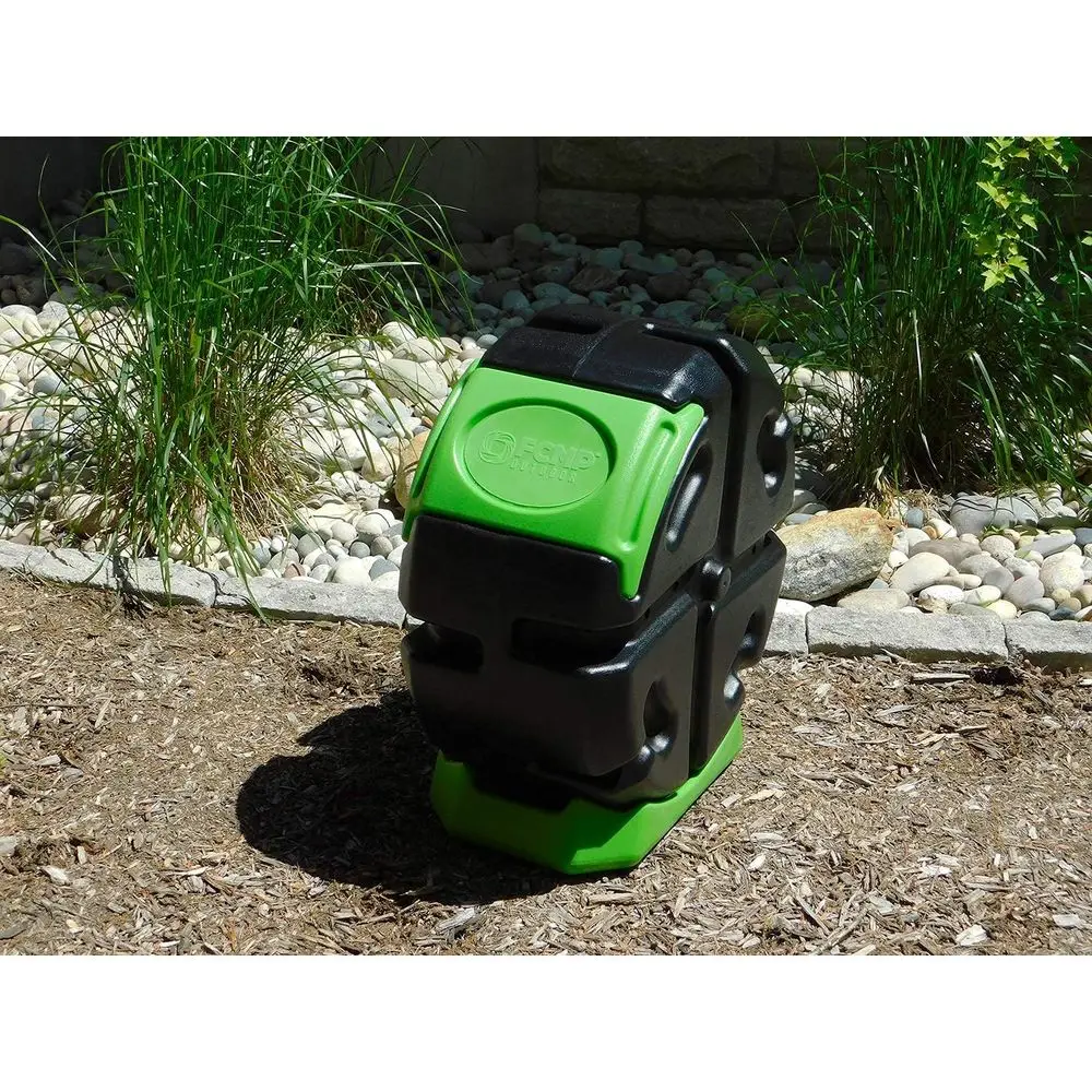 Single Chamber Outdoor Rotating Garden Compost Bin - 19 Gallon Capacity, Black & Green