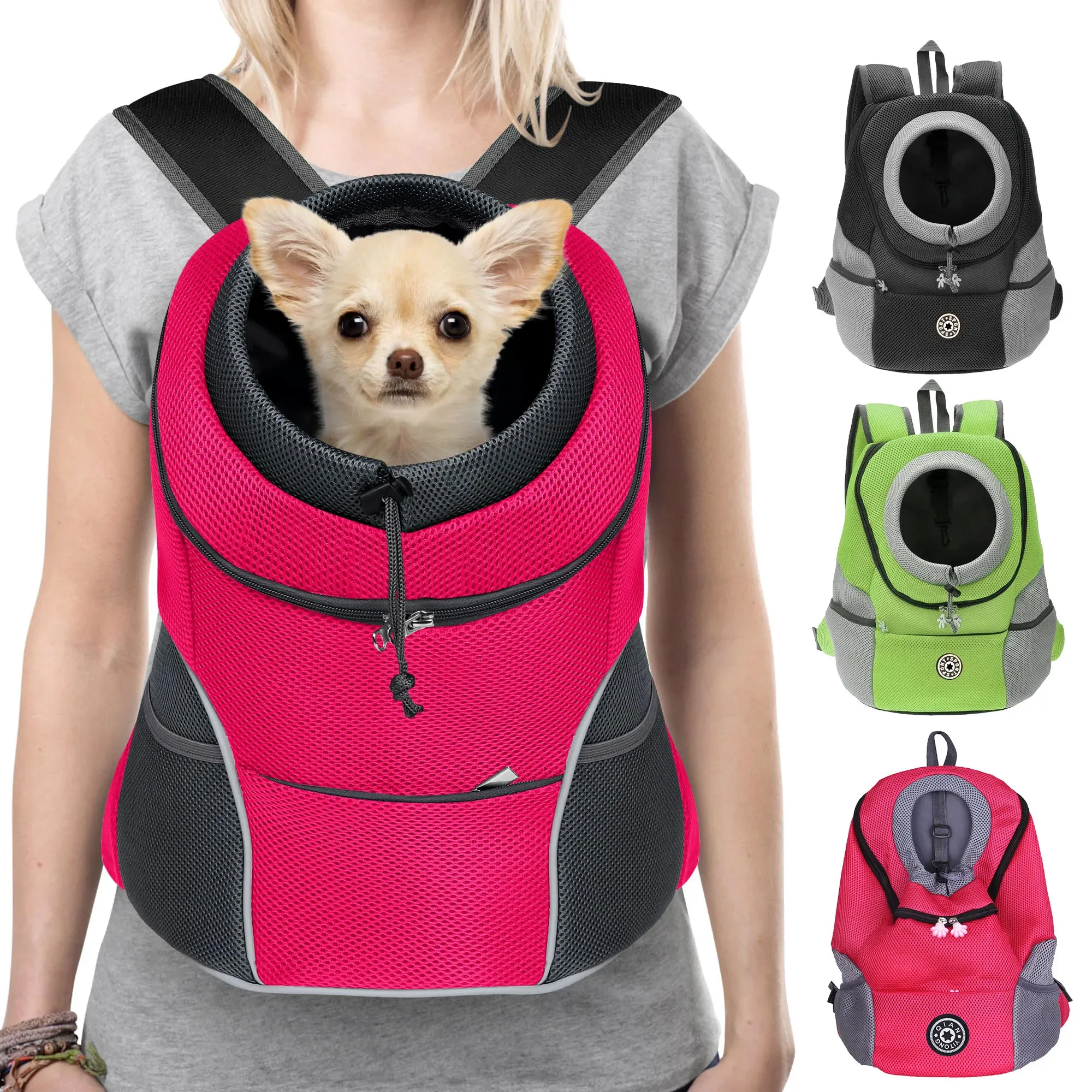 

Small Dog Backpack Portable Outdoor Double Shoulder Pet Bag Travel Breathable Dog Carrier Bag Mesh Backpack Transport Bag