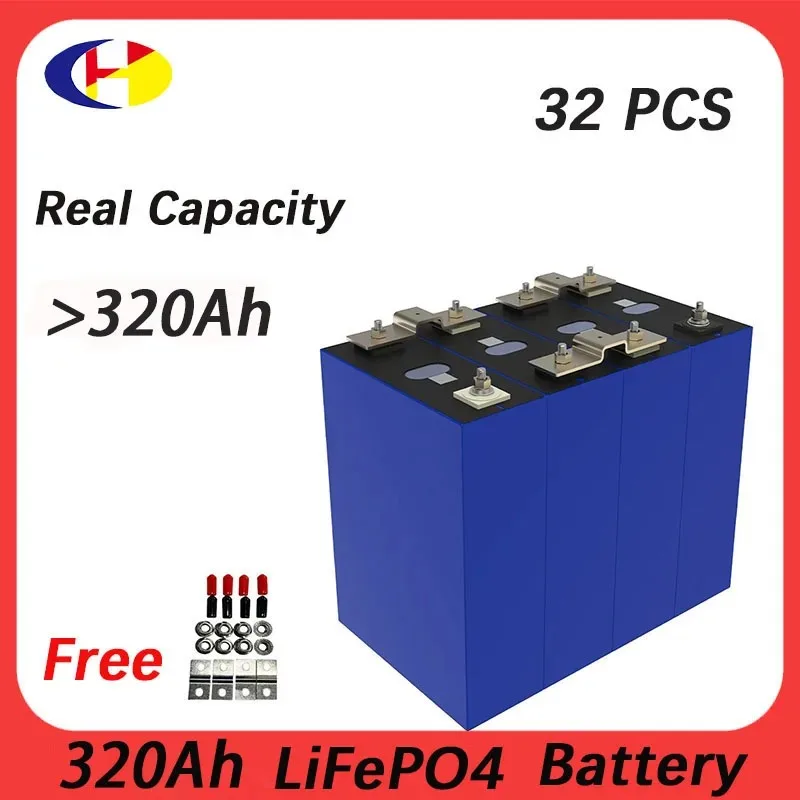 32PCS Grade New 3.2V 320ah 324Ah Lifepo4 Cell 8000 Cycles For 12V 24V 48V Lithium Battery Pack for Home Solar sistem Camping