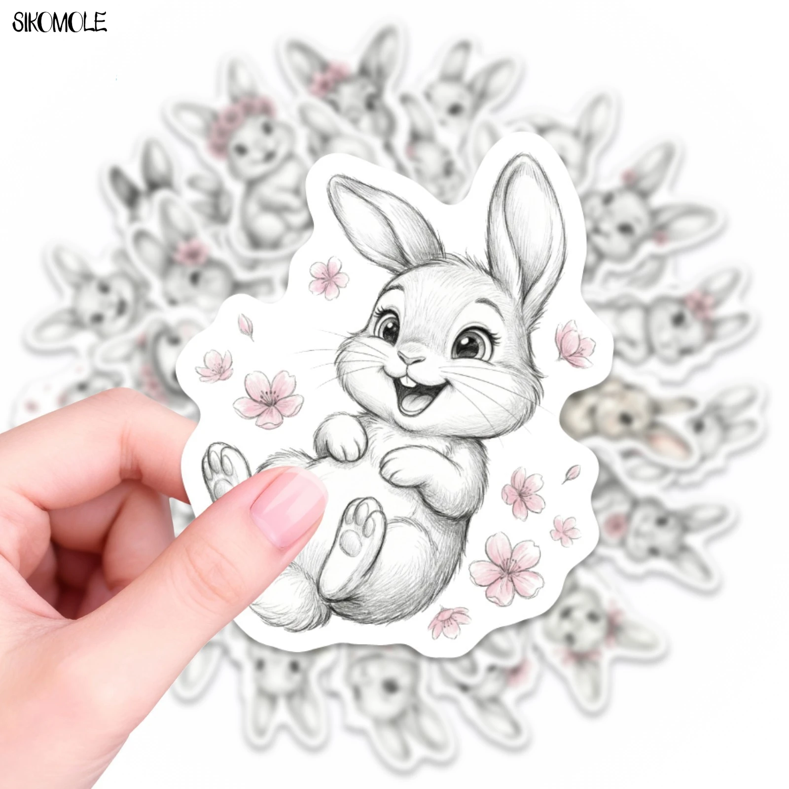 10/30/50PCS Cartoon HD Sketch Cute Rabbit Stickers Kawaii Flower DIY Toys Car Guitar Luggage Suitcase Decals Graffiti Sticker