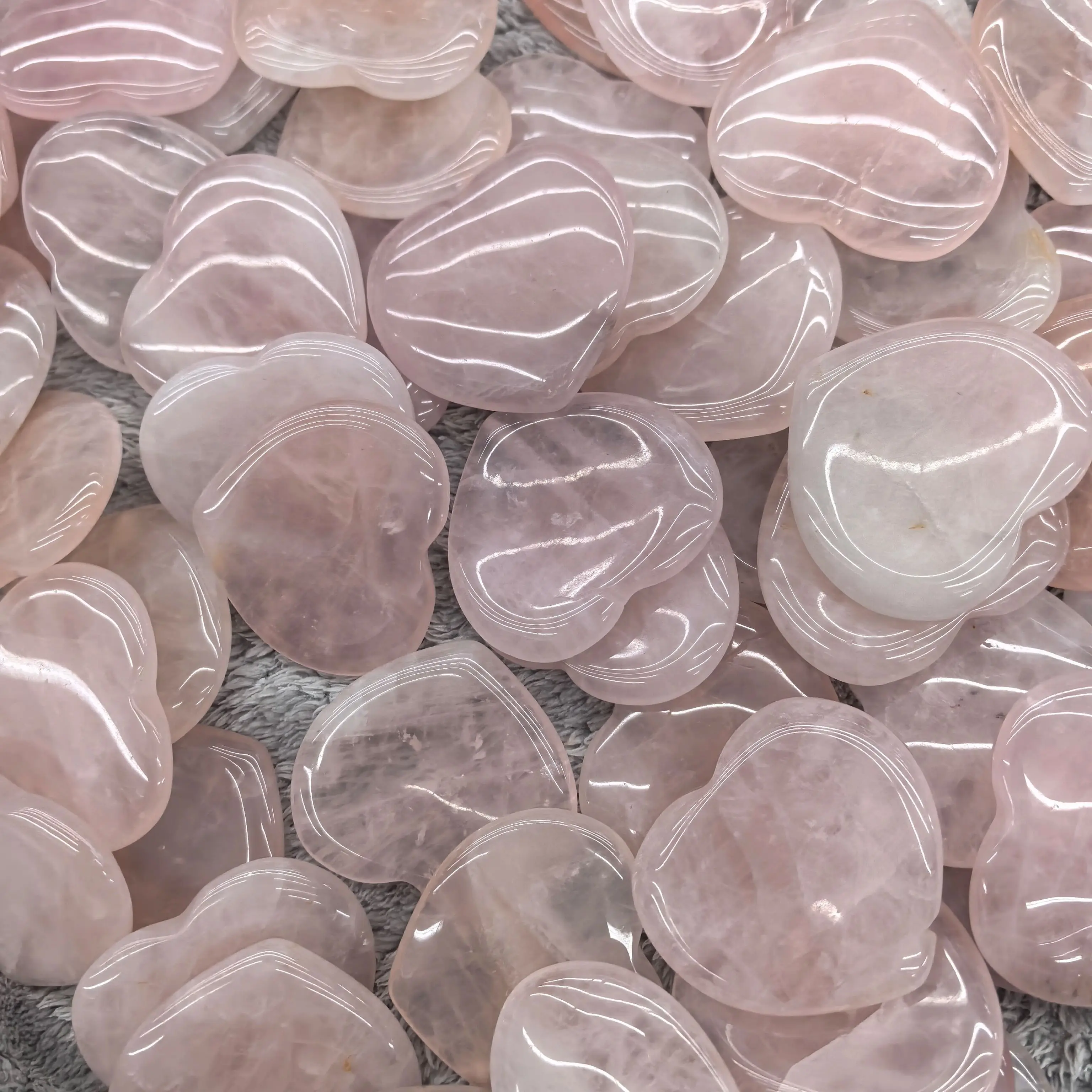 40mm Heart Crystal Worry Stone Palm Energy Therapy Reiki Healing Massage Quartz Meditation Pocket Gemstone Spiritual Thumb Flake