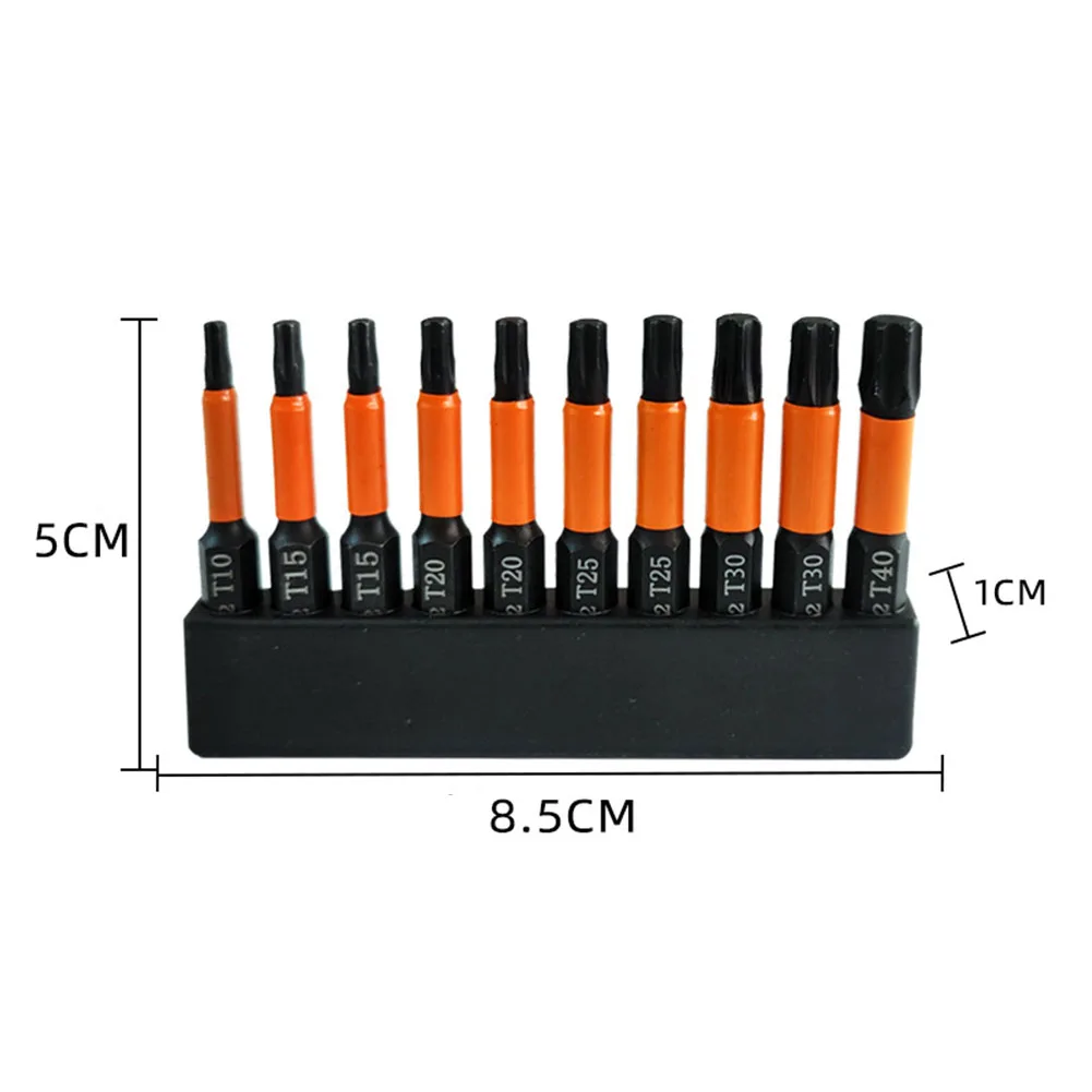 10pcs Torx/Hexagon Screwdriver Bit 50mm 1/4\'\' Hex Shank Magnetic Head T10-T40 H5/64-H5/16 For Electric Impact Driver Hand Drill