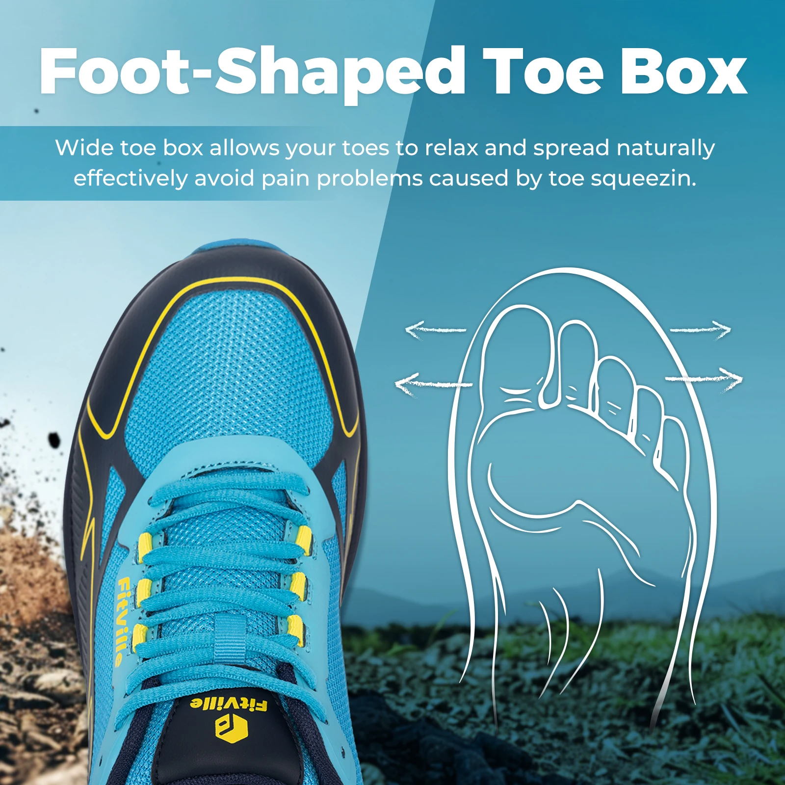 Fitville Men's Sports Shoes Extra Wide Trail Running Shoes for Men Casual Sneakers for Hiking Walking With Arch Support Comfort