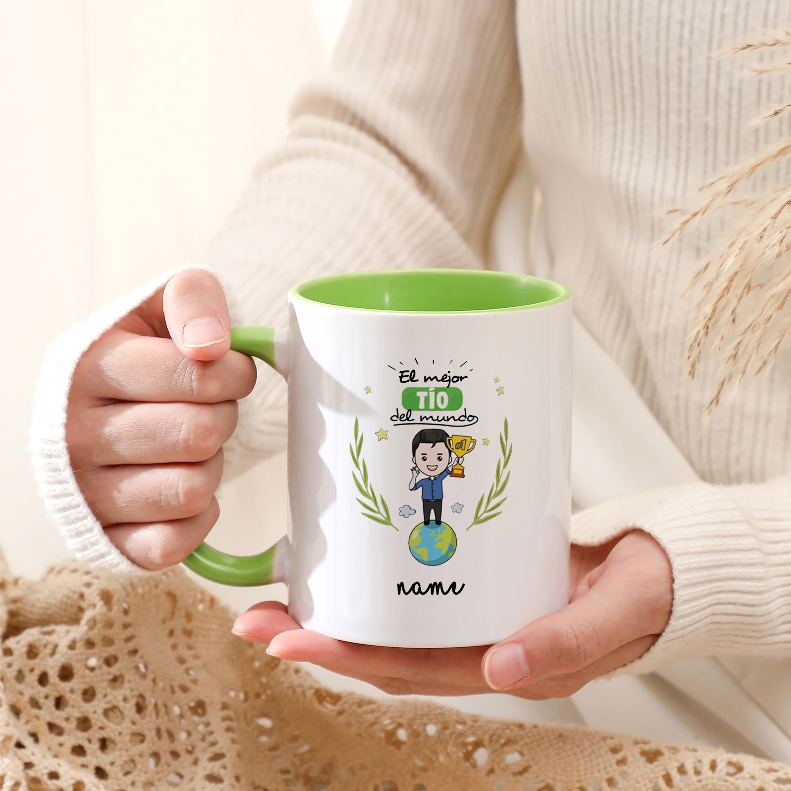 La mejor tio amiga del mundo caneca com nome personalizado copo de cerâmica reutilizável com alça leite bebida xícara de café presente personalizado para a família