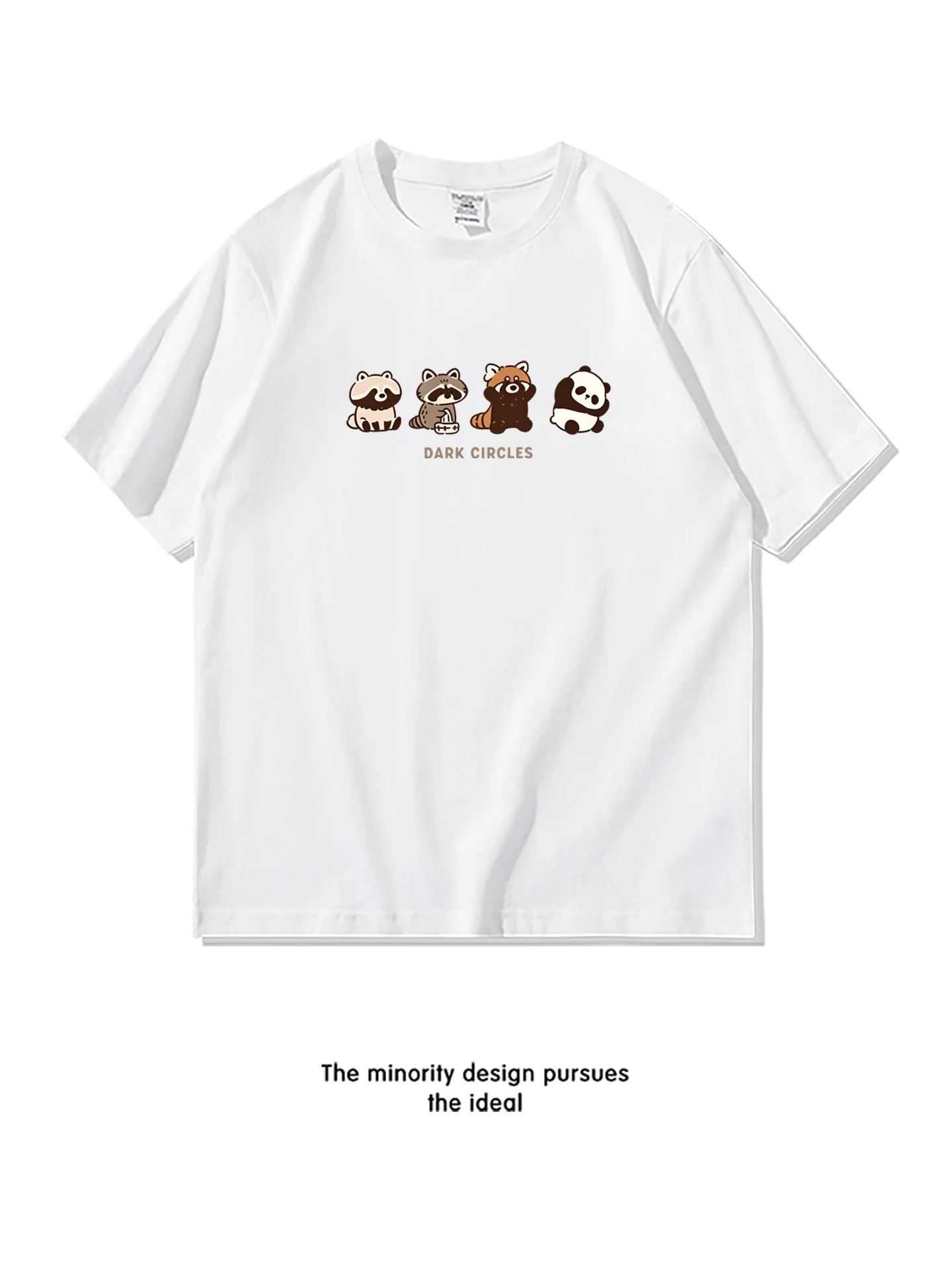 Camiseta de Verão Divertida com Estampa de Panda Fofo, Manga Curta, Caimento Solto, Algodão Puro, Tamanhos Grandes, Roupa Mod...