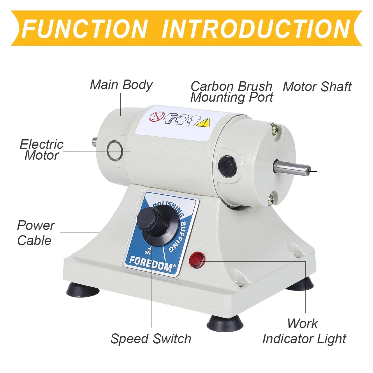 DM-3 مطحنة مخرطة مزدوجة الرأس 180 وات 7000 دورة في الدقيقة ملمع مجوهرات قابل للتعديل لتلميع المعادن/اليشم (المحرك فقط) #3