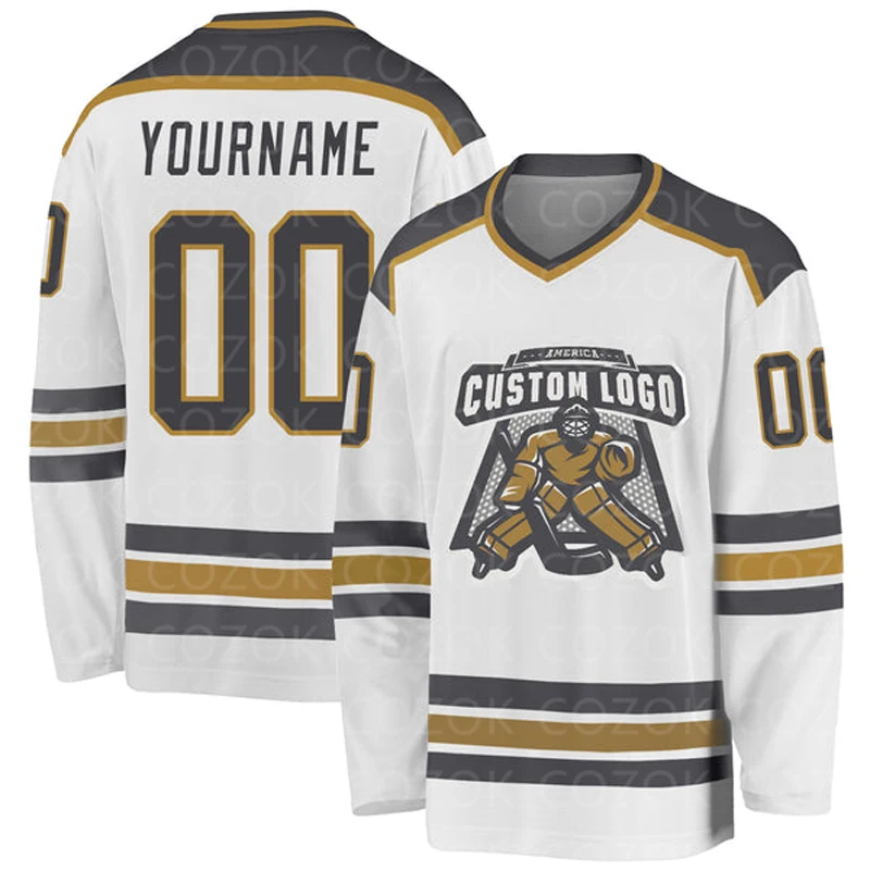 Custom White Hockey 3D Print You Name Number Men Women Ice Hockey Jersey Competition Training Jerseys