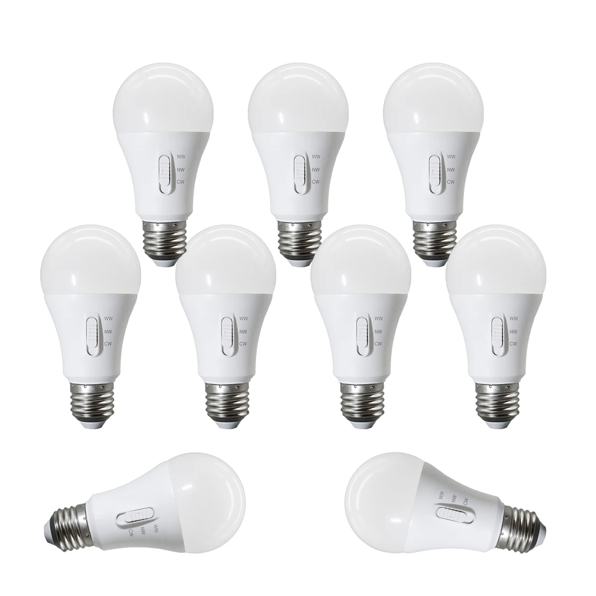 Ampoule LED E27 à commutation de température tricolore, interrupteur DIP, AC100-240V, 15W équivalent à 80W, pour salon, maison