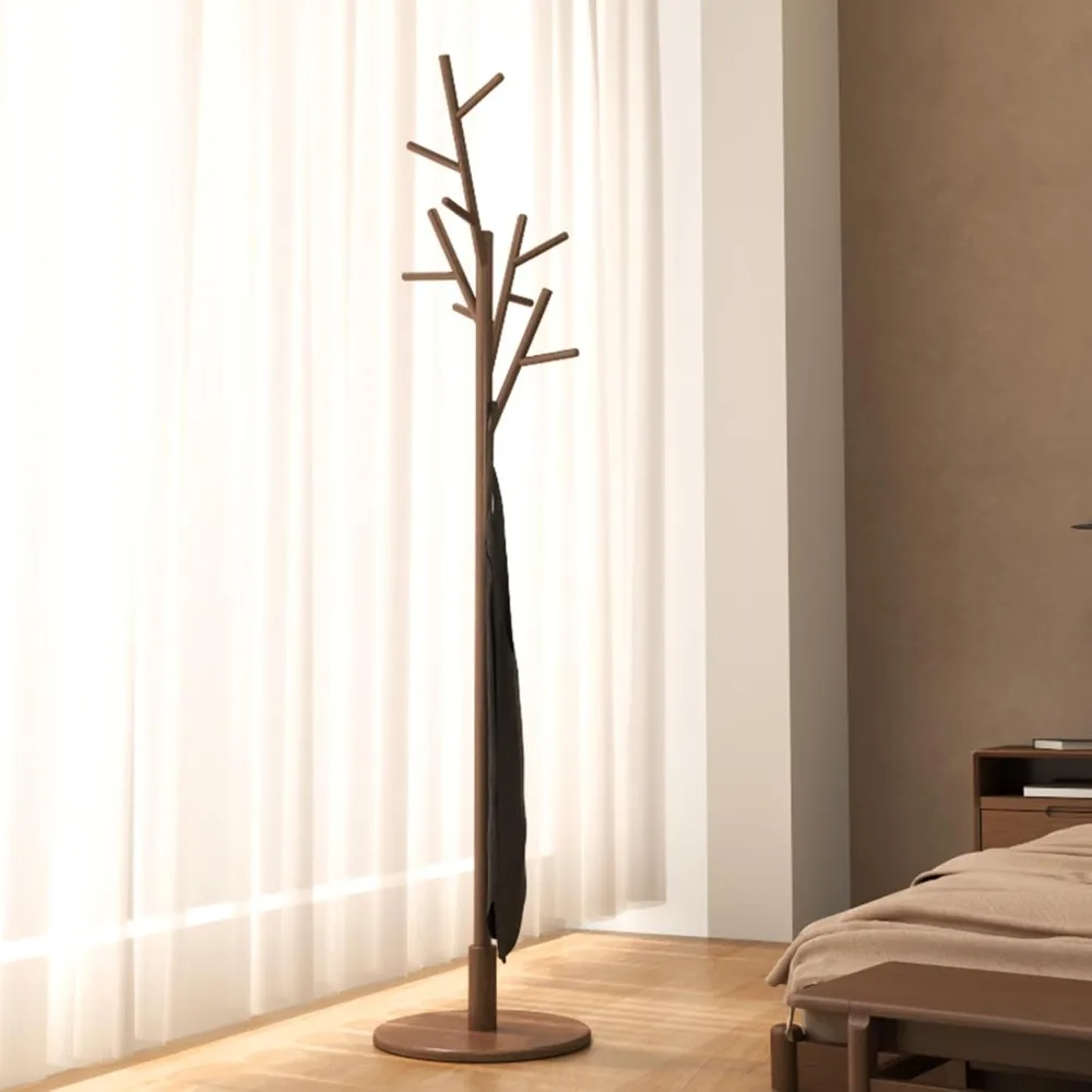

Solid Wood Coat Rack Freestanding with 12 Hooks,Coat tree freestanding 3 Adjustable Heights for coat, Hats, Handbags