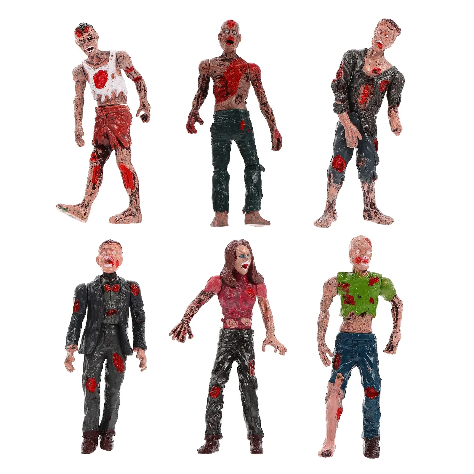 6 Pcs Corpse Zombie Action Figures Halloween Detailed Walking Dead Decoration for Cake Topper Mini Zombie Figurines Lovers