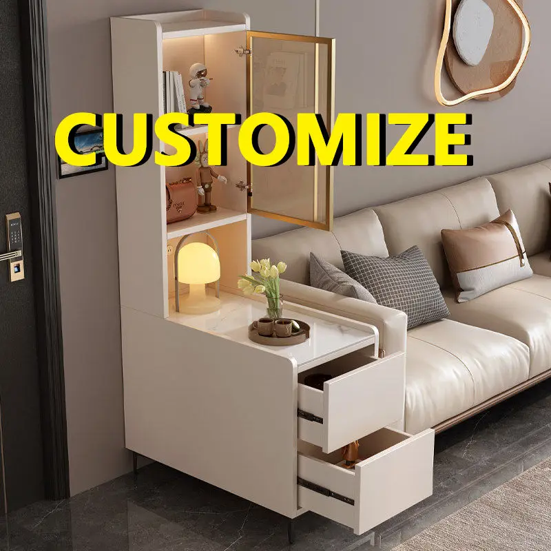 

Any Size Custom Space Saving Full Aluminum Narrow Side Cabinet Open Multi Tier Structure Eco Friendly For Bedside And Sofa Side