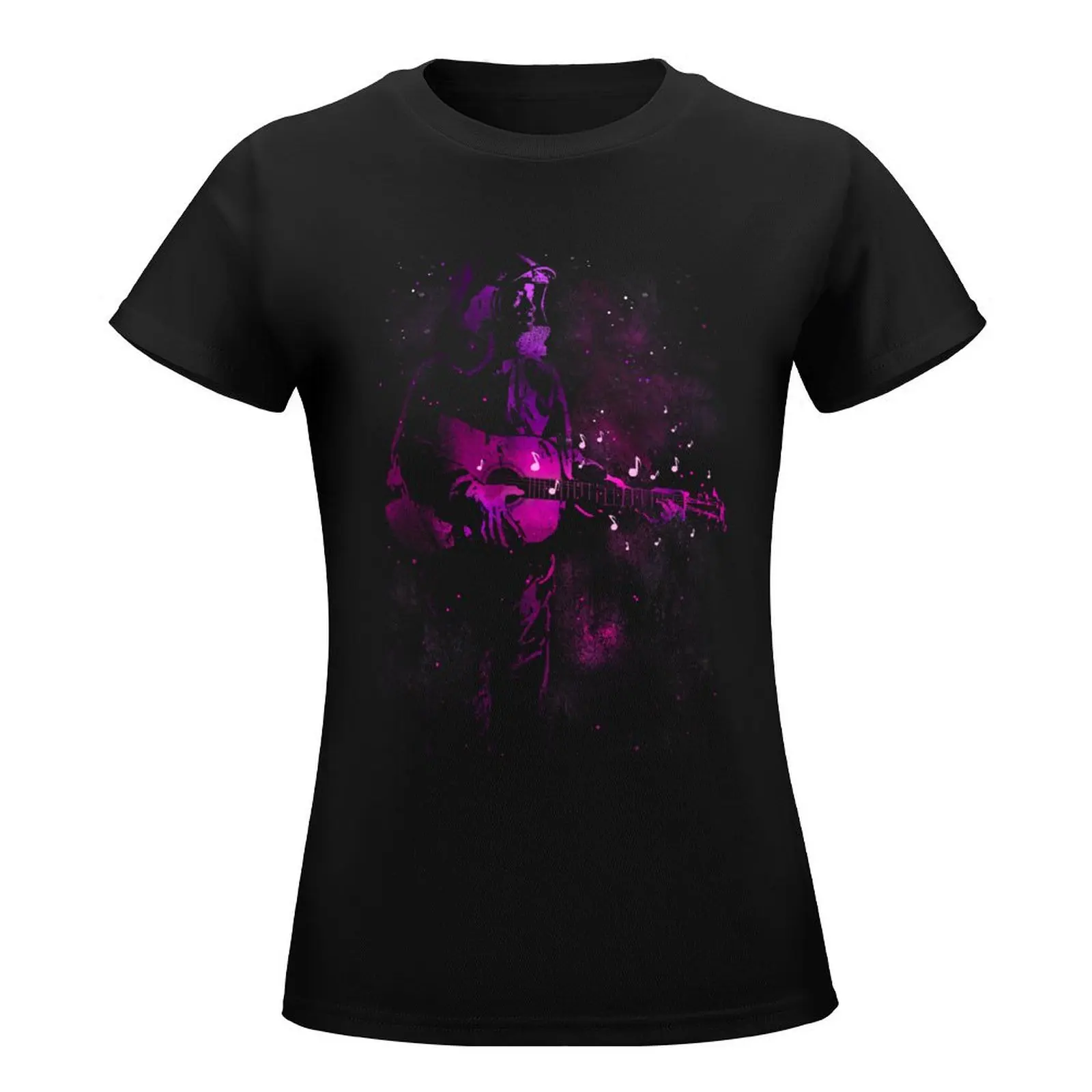 Guitar Playing In Space - Galactic Music T-Shirt Female clothing tees customs design your own tshirts for Women