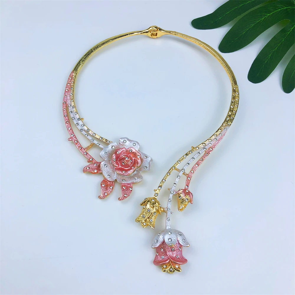 ESALE Classic Design Women Jewelry Set Brazil Gold Plated Necklace Earrings Ring Bracelet Luxury Dubai Jewelry Nigeria Trending