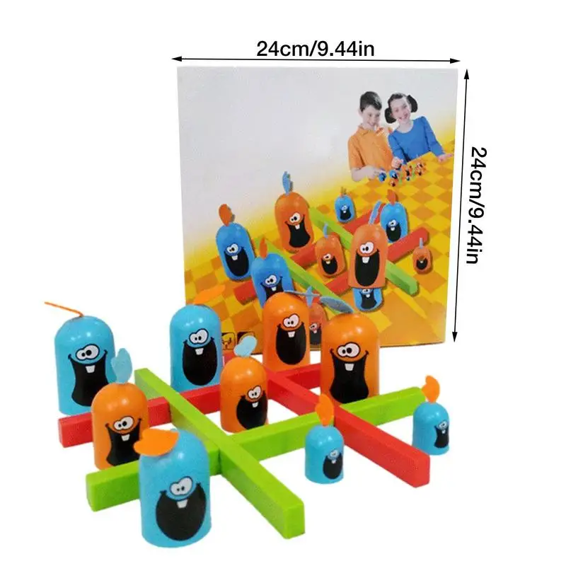 Creative Tic Tac Toes Cartoon Thinking Training Gobblers Board Game Big Eat Small Strategy Game Educational Toy For Kids