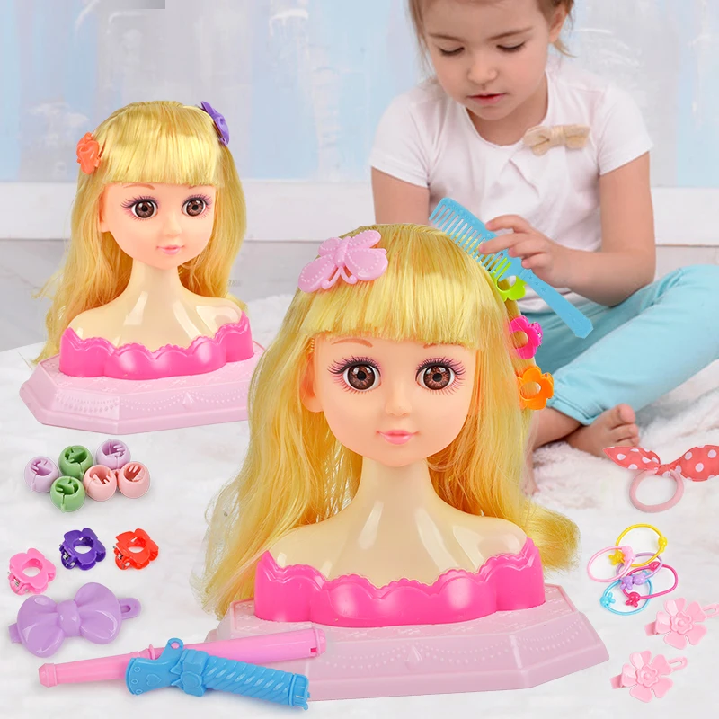 Graziosi giocattoli per bambole bionde per bambini, bambole modello bambola, pratica di intrecciatura dei capelli fai-da-te, giocattoli di ruolo da parrucchiere, regalo di compleanno